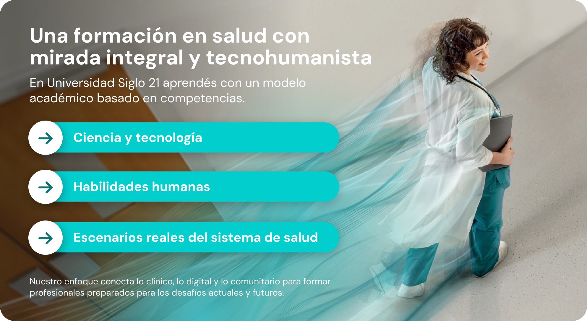 Banner informativo para la carrera de medicina en Universidad Siglo 21